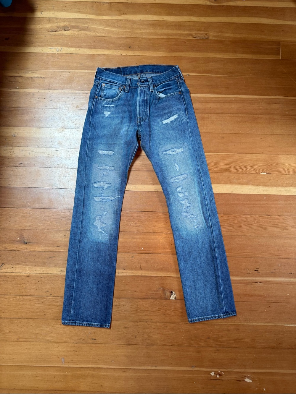 Levis 501 150th Anniversary Jeans Distressed Button Fly Mens 28X32